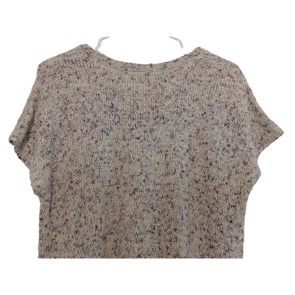 Pure Jill Short Sleeve Knit Sweater Womens MP Beige Speckled Minimalist Soft - Picture 5 of 11